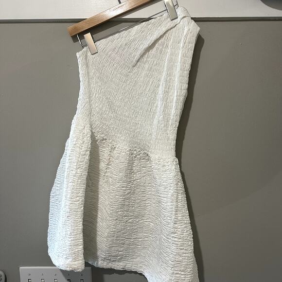 Rachel Comey Gran One Shoulder Peplum Popcorn Top White - Picture 2 of 5